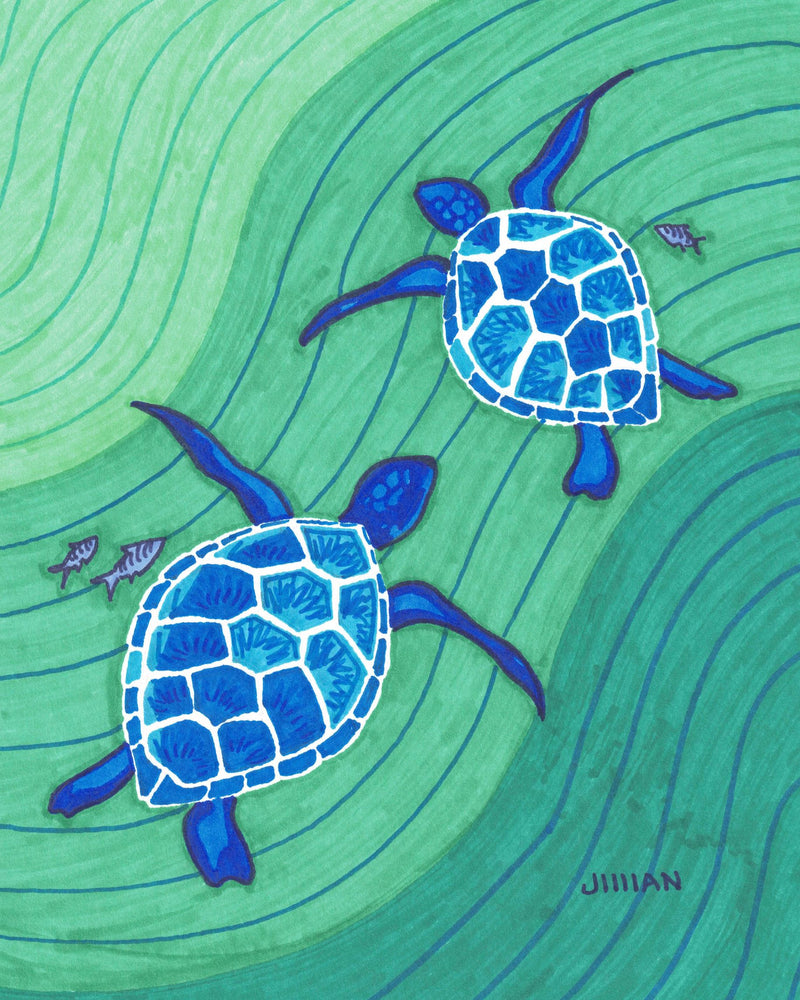 Blue Sea Turtles